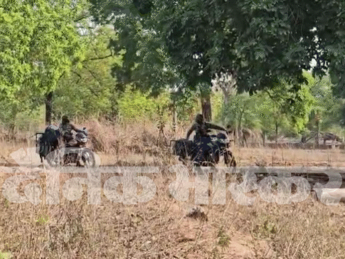 Security forces carrying ration and ammunition via bikes to Kargutta.