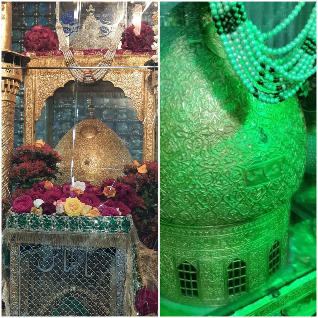 गुबंद के बीच जो काला स्थान दिख रहा वह स्टार है और उसी के बीच हीरा लगा था। दूसरे फोटो में स्टार समेत हीरा गायब।