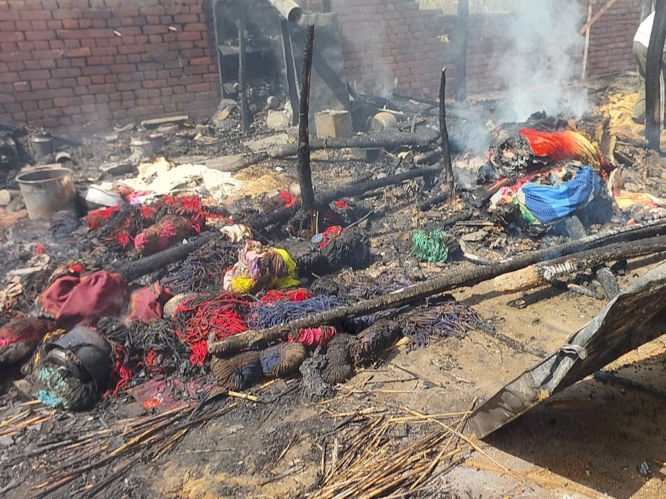 All the items of the laborer family were burnt to ashes due to fire.