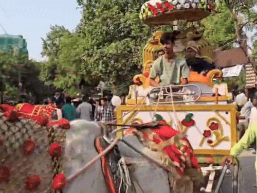 वर रथावर स्वार होऊन मंडपात पोहोचला.