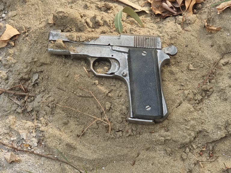 After the encounter, the pistol of the accused from which the police fired on the police.