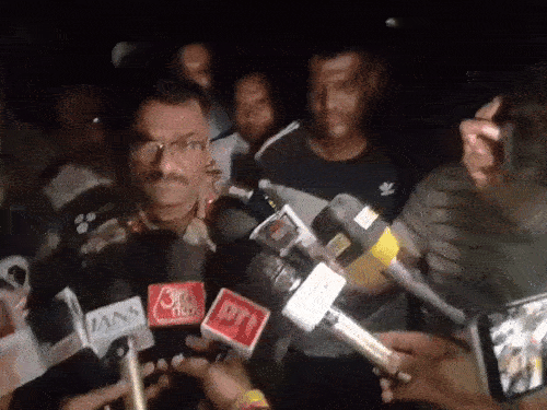 Military officers talking to reporters during a blackout at Jalandhar Cantonment.