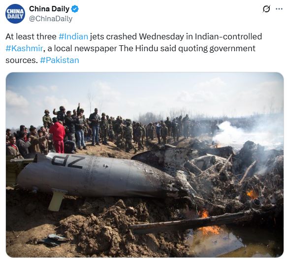 चायना डेलीच्या पोस्टचा स्क्रीनशॉट.