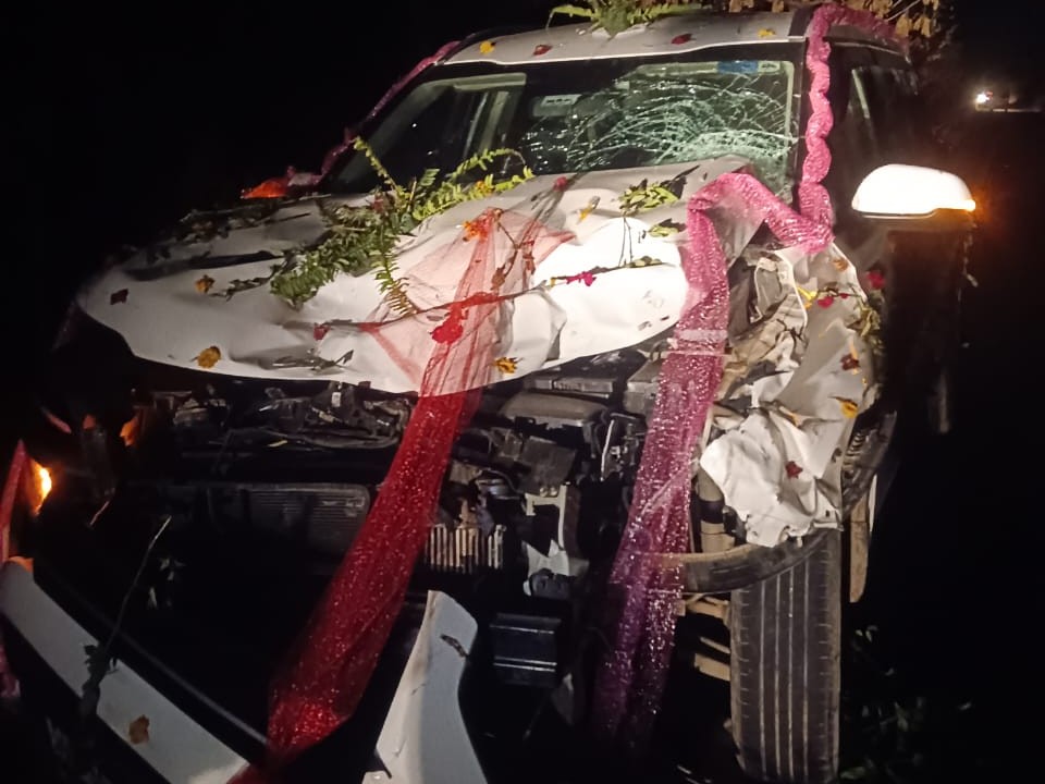 The wedding procession's car collided with a Nilgai in Bilgram, Hardoi