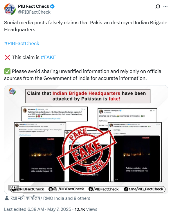 PIB ने वायरल वीडियो का फैक्ट चेक सोशल मीडिया पर पोस्ट किया।