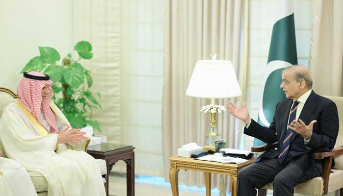 सऊदी अरब के विदेश राज्य मंत्री आदिल अल-जुबैर के साथ पाकिस्तानी पीएम शहबाज शरीफ।
