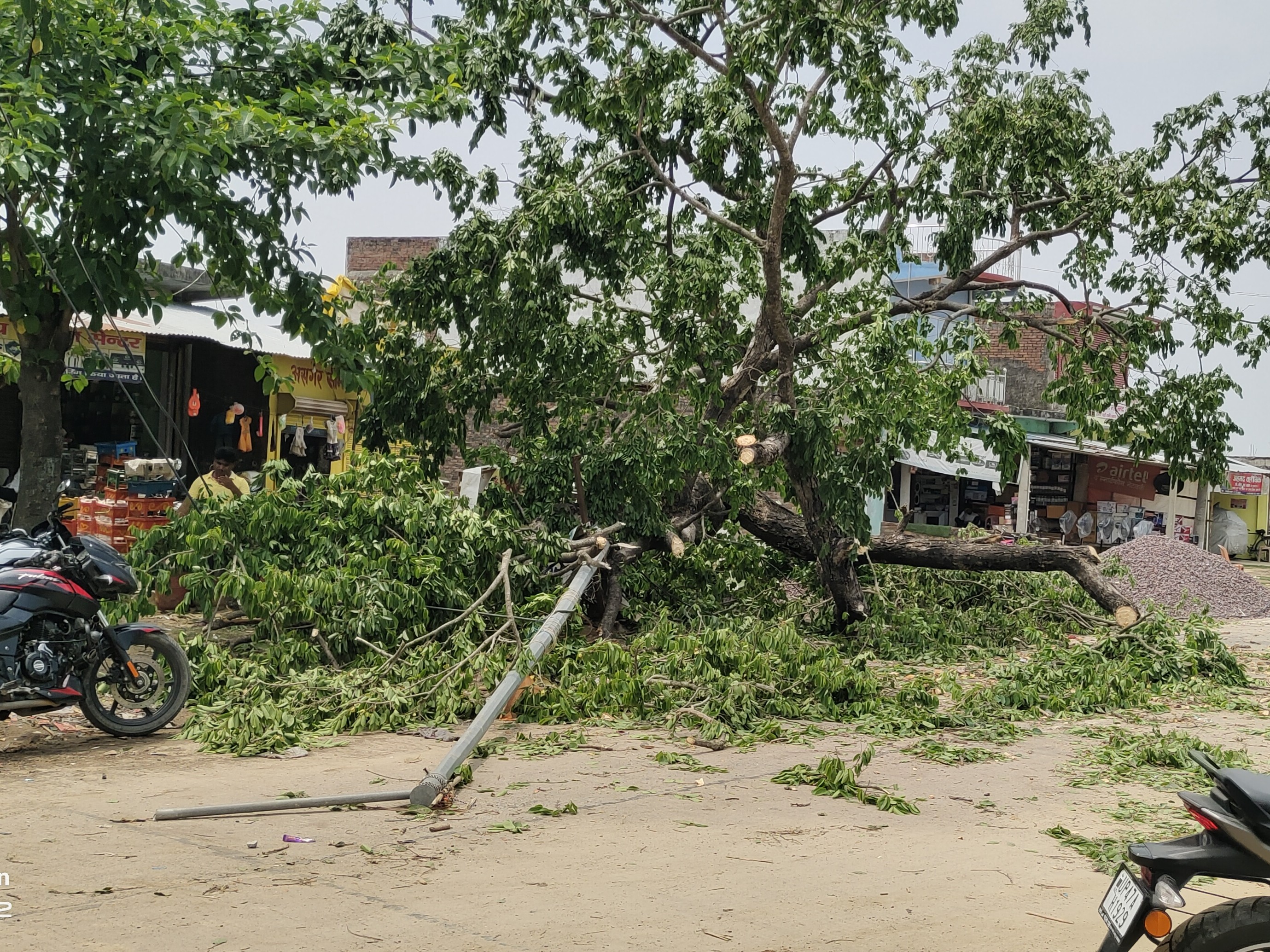 Walls damaged after an electric pole fell on the house | मकान पर बिजली ...