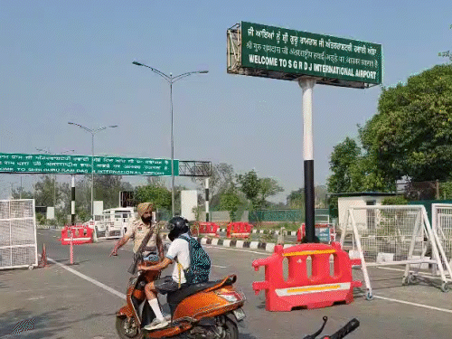 At the Amritsar Airport, only the airport employees are being allowed to enter.