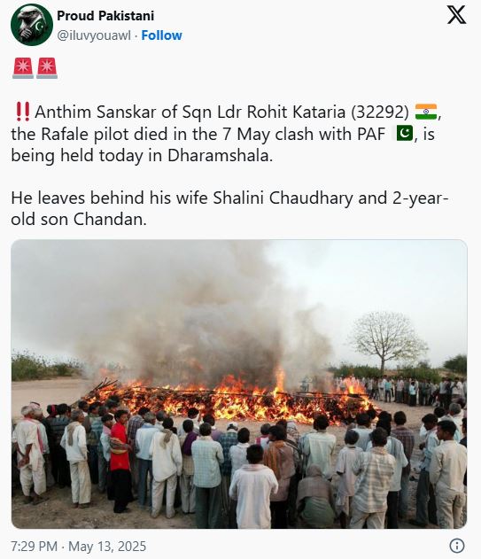 पाकिस्तानी यूजर के पोस्ट का स्क्रीनशॉट।
