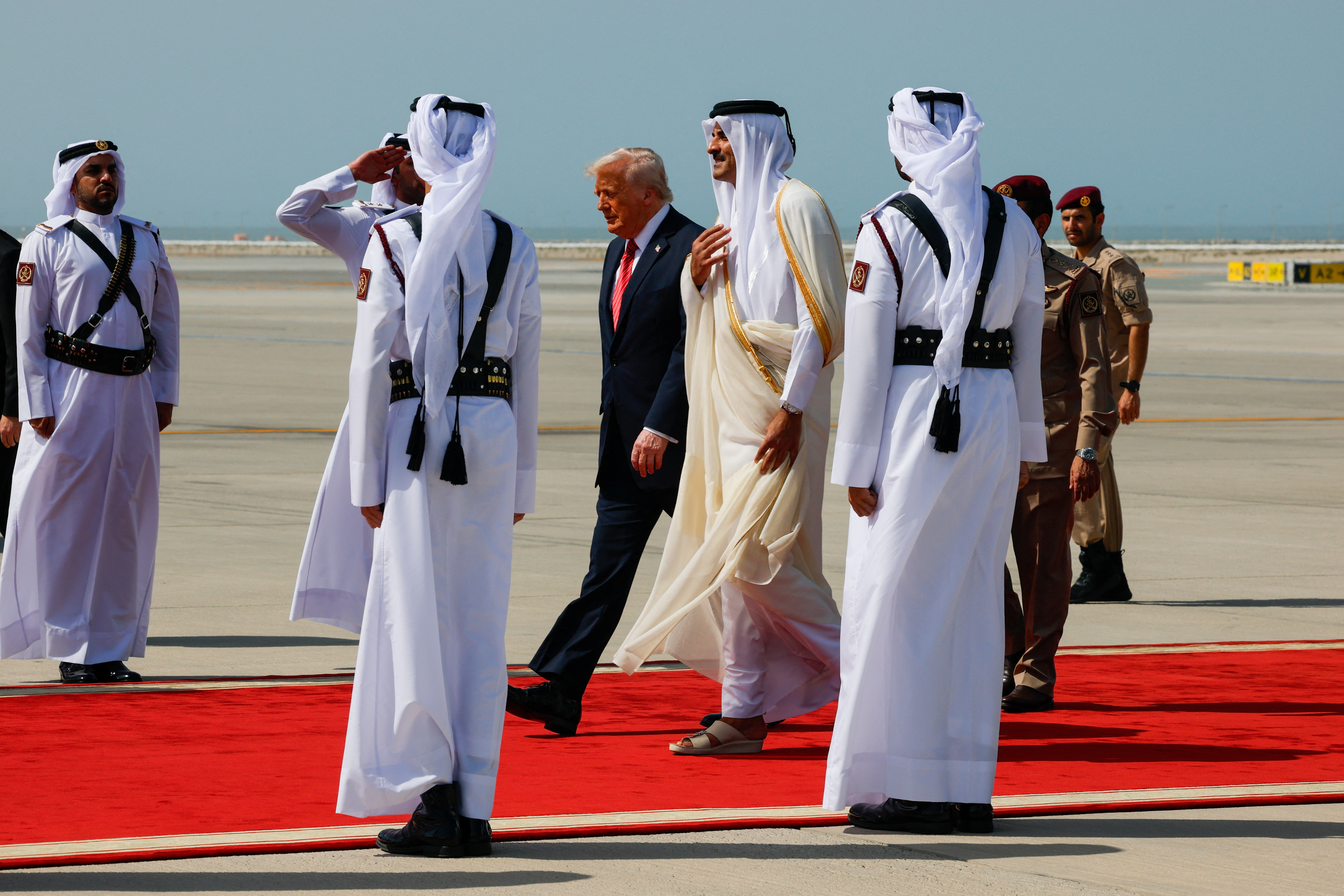 Qatar's Amir himself came to the airport to receive Trump.