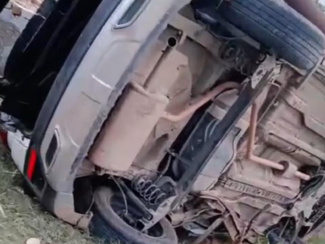 Car collided with electric pole