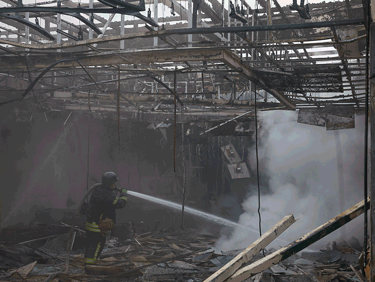 Photos of different cities of Ukraine after Russia's drone attack.