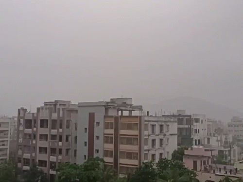 आंध्र प्रदेश: विजयवाड़ा के कुछ हिस्सों में रुक-रुककर बारिश हो रही है। (20 मई की तस्वीर)