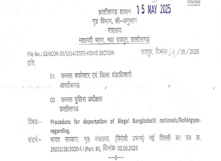 गृह विभाग के अपर मुख्य सचिव ने यह आदेश प्रदेश के सभी कलेक्टरों और पुलिस अधीक्षकों को 15 मई को जारी किया है। गोपनीय जानकारी के चलते पूरा पत्र नहीं दिखा सकते।