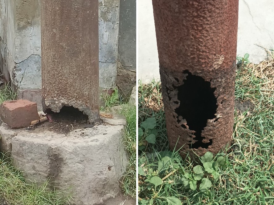 Dildarnagar: A dilapidated electric pole poses a danger | दिलदारनगर में ...