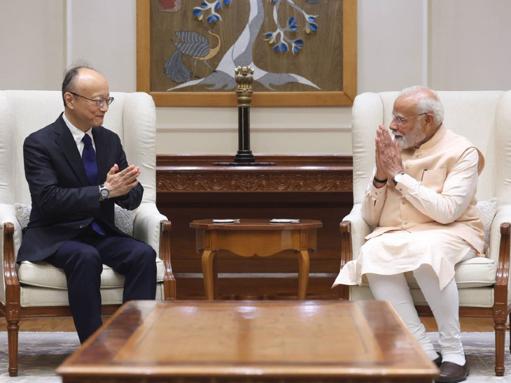 ADB के प्रेसिडेंट मासातो कांडा ने 31 मई को प्रधानमंत्री नरेंद्र मोदी से मुलाकात की थी। - Dainik Bhaskar
