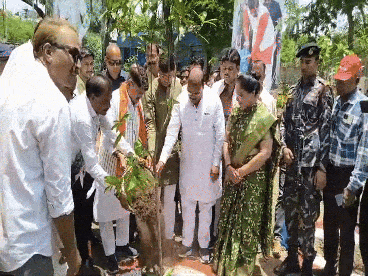 मंत्री सहित कई जनप्रतिनिधियों ने किया पौधारोपण।