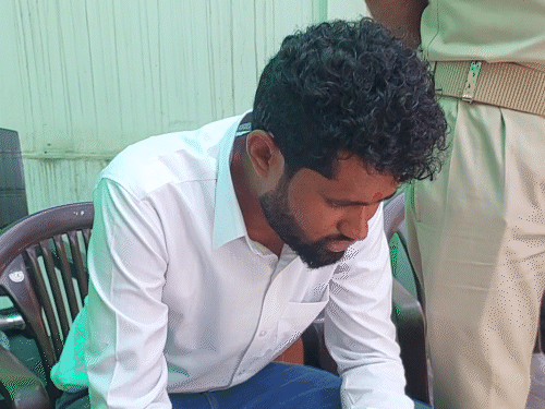 Government teacher Chandrakant Vaishnav was handed over to the police by Education Minister Madan Dilawar.