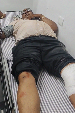 वन विभाग की टीम ने घायलों को हॉस्पिटल में भर्ती करवाया। तस्वीर में वरिष्ठ कृषि पर्यवेक्षक सीताराम।