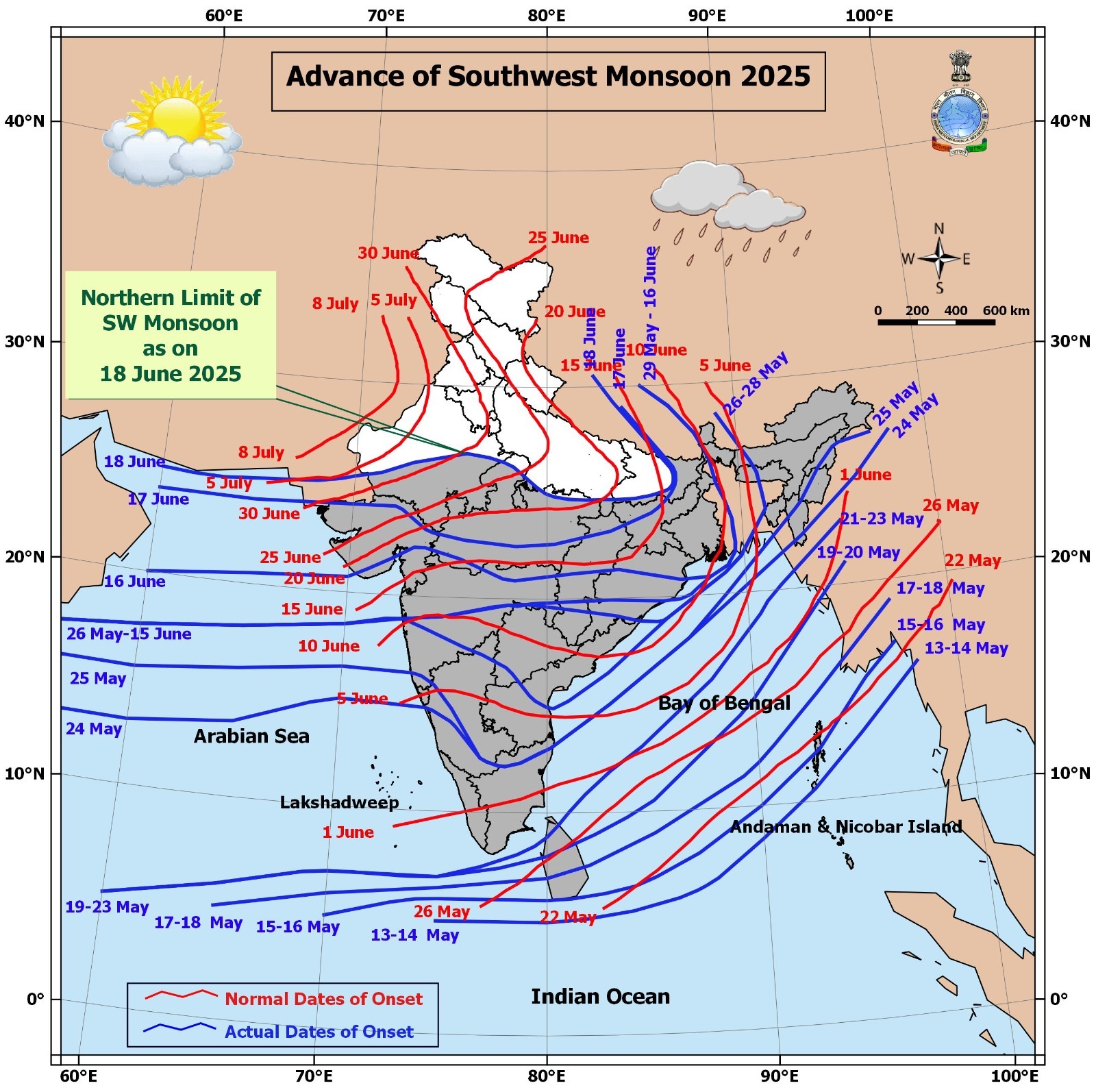 तीन में मानसून ने पूरे एमपी को कवर कर लिया है। सिर्फ भिंड में मानसून नहीं पहुंचा है।