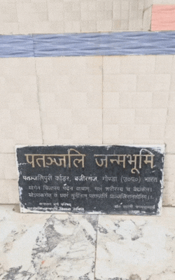 यहां पर पत्थर लगा हुआ है। जहां पर पतंजलि जन्मभूमि लिखा है।