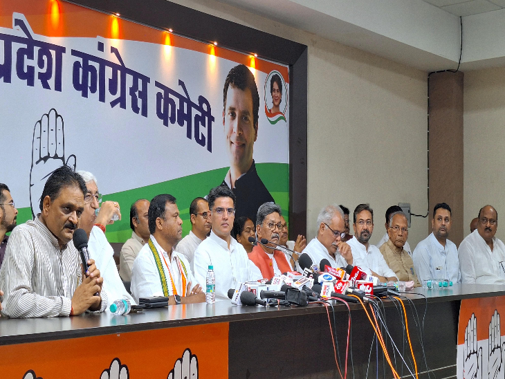 कांग्रेस के प्रदेश प्रभारी सचिन पायलट ने मीडिया से की चर्चा।