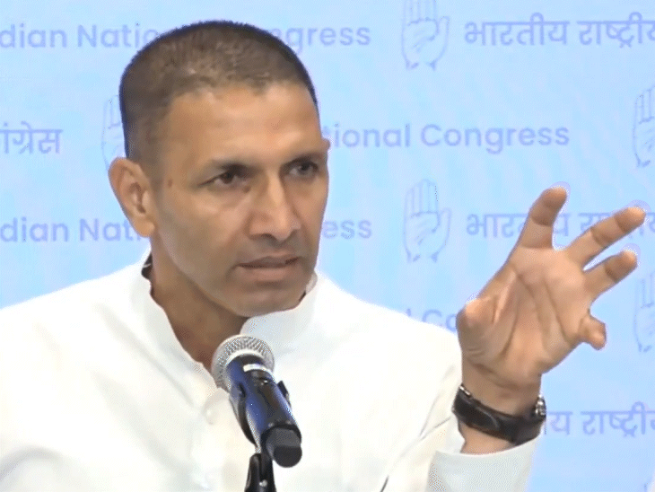 जीतू पटवारी ने शनिवार को दिल्ली में एआईसीसी दफ्तर में प्रेस कॉन्फ्रेंस की।