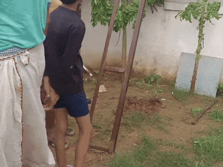 इसी लोहे की सीढ़ी को मकान से लगाकर डकैत छत पर चढ़े।