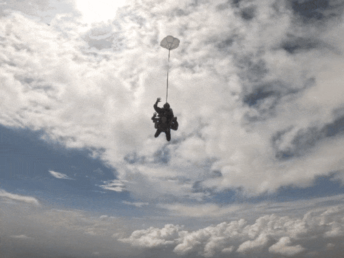While opening the parachute in the open sky, Dr. Shraddha Chauhan and her son Saurabh.