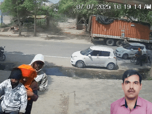 After the murder of Sanjay Verma, owner of New Wearwell showroom in Abohar, the crooks left the bike and escaped in the car. Photo of Sanjay Verma and miscreants running on bikes in inset.