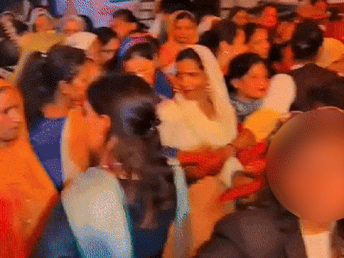 Lady lawyer, an accused of Honeytrap with BJP minister at an event. (Blur face)