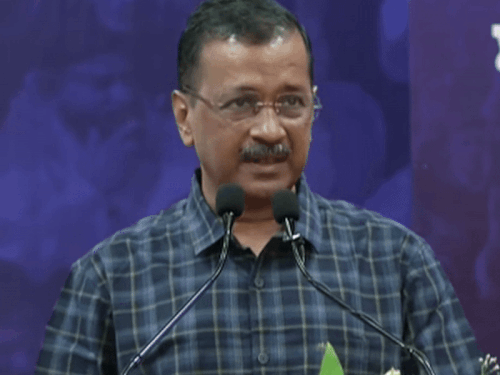 Arvind Kejriwal addressing the program.