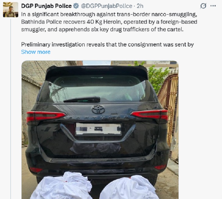 डीजीपी द्वारा नशा तसकरों को पकड़ने की जानकारी दी गई।