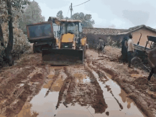 Trains are getting stuck on this road during rainy days. Those who have to struggle to remove.
