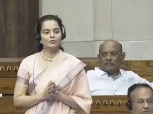Mandi MP Kangana Runot speaking in the House