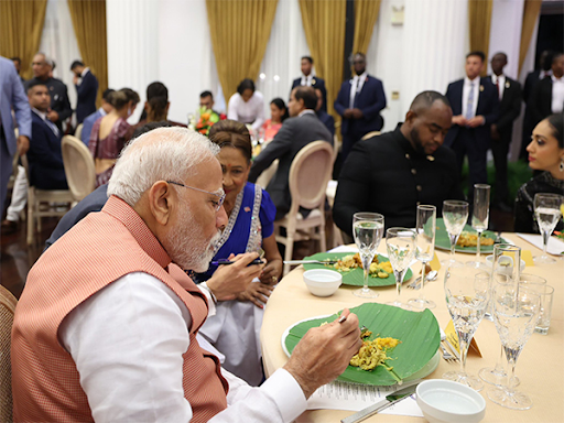 PM Modi had a dinner with Trinidad and Tobago PM Kamla Parsad-Bissar and President Kangalu.