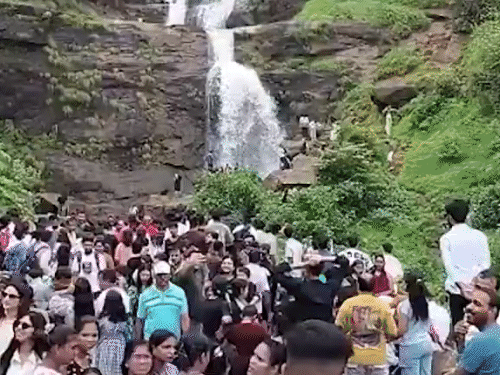 After the rain in Igatpuri, Maharashtra, the waterfall was shed from the hill.