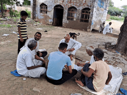 Some people were found playing cards as soon as they entered the village Maharana.