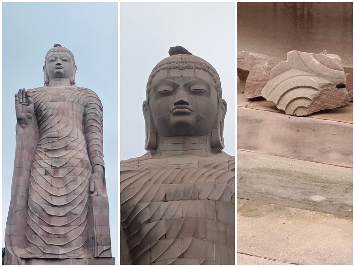 काशी में थाई बौद्ध विहार स्थित 80 फीट की बुद्ध प्रतिमा पर बिजली गिर गई, जिससे प्रतिमा का शिखर टूट गया।