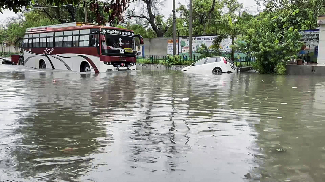 The picture is from Bathinda in Punjab. After heavy rains, the roads were filled with 2-3 feet of water.