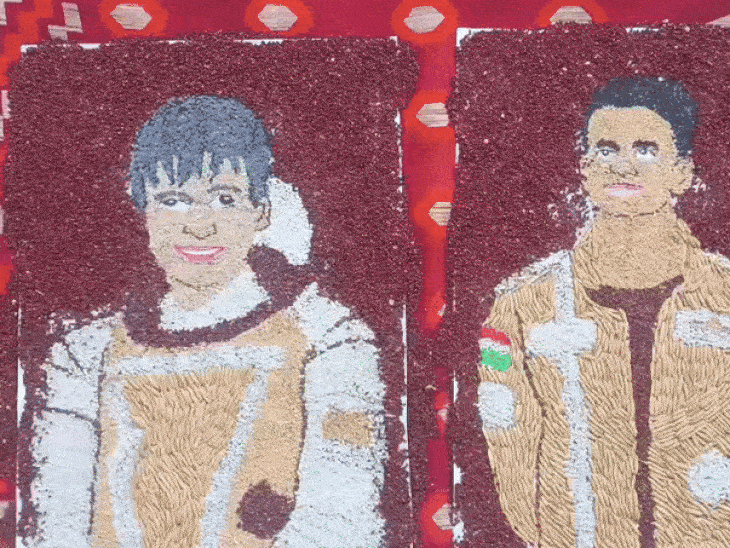 Yogendra Solanki started making portraits from the day of Shubhanshu's space flight.
