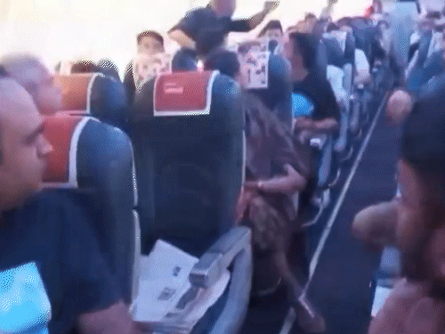 A video of the Delhi-Mumbai SpiceJet Flight has surfaced. In this, other passengers are stopping passengers trying to enter the cockpit. - Dainik Bhaskar