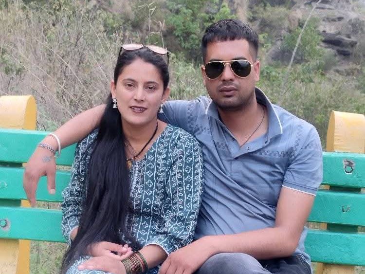 Pushpendra Negi with his wife Kirti Negi.