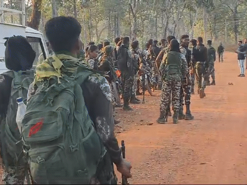 The picture of Bastar where the force is giving a befitting reply by entering the core area of Naxalites.