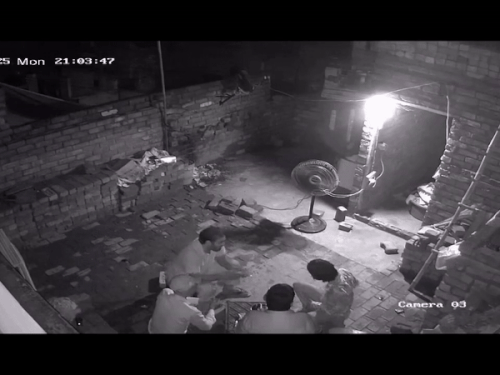 In the first footage, Ganesh is drinking alcohol with friends on the roof at 9 o'clock in the night.