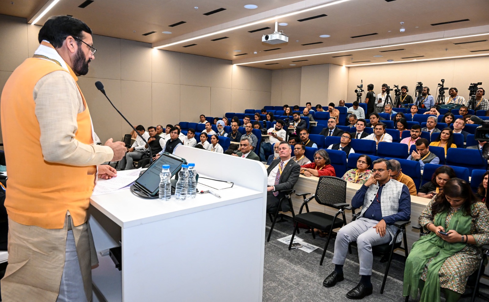 Chief Minister Naib Saini addressing the inauguration of the campus of Southampton University in England in Sector 59 of Gurugram.