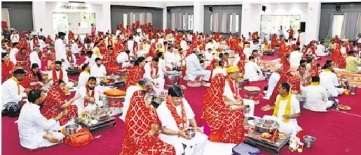 Parthik 65 couples along with 75 scholars created Parthik Shiv and performed ...