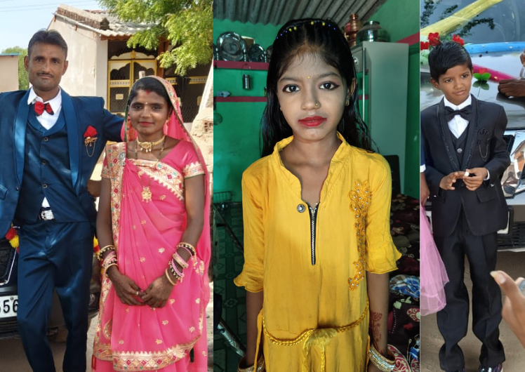 विपुल वाघेला (32), पत्नी सोनल (26), बेटी करीना (11) और बेटे मयूर (8) की फाइल फोटो।