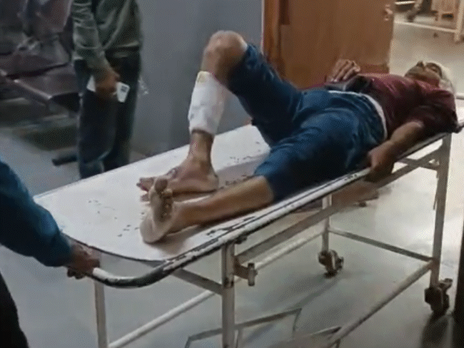 The injured passenger was rushed to the hospital by security personnel.