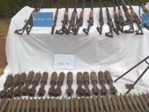 सुरक्षाबलों ने स्नाइपर, AK-47, इंसास और SLR जैसे राइफल बरामद किए हैं।